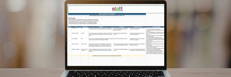 Excel intermediate practice workbook on a laptop screen