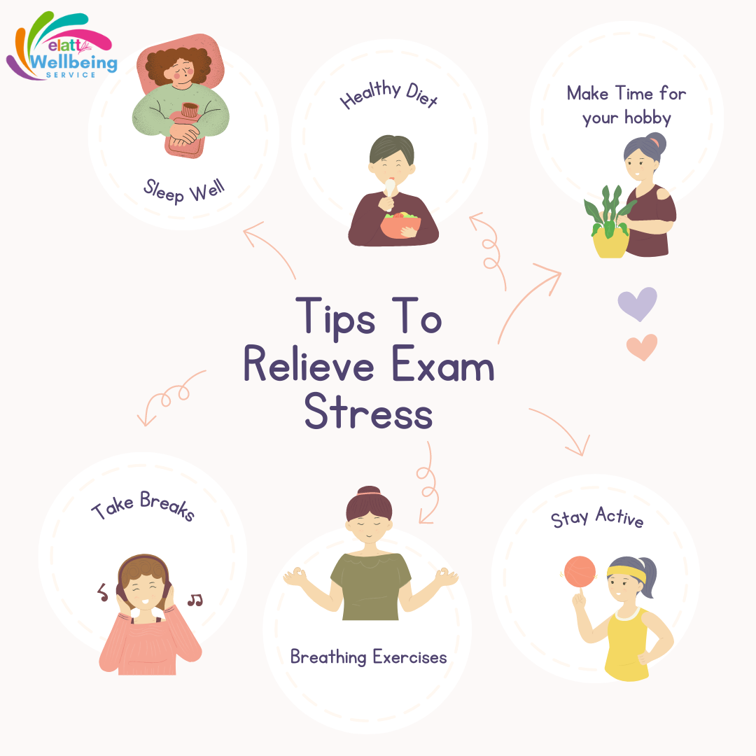 tips to relieve exam stress infographic