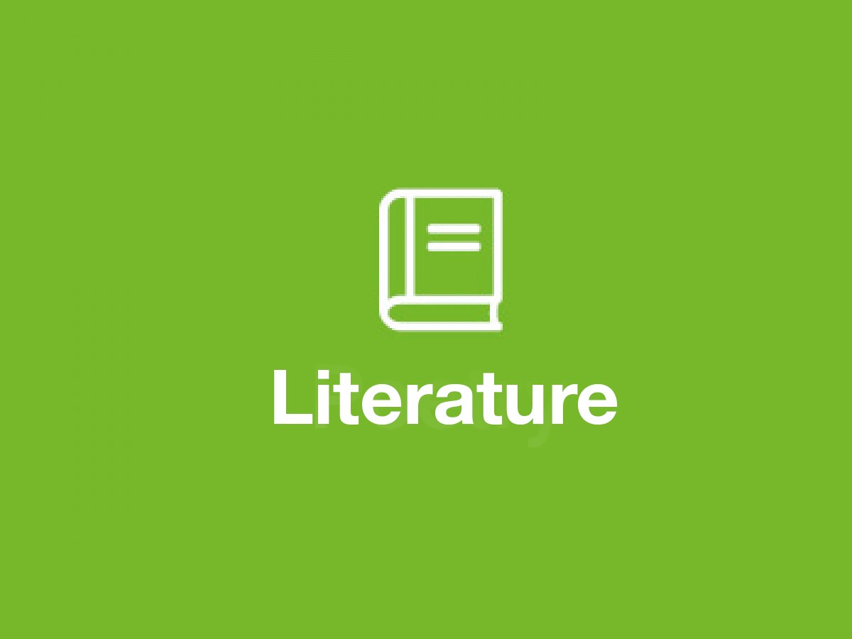 green icon of book with literature written under it