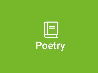 green icon of book with poetry written under it