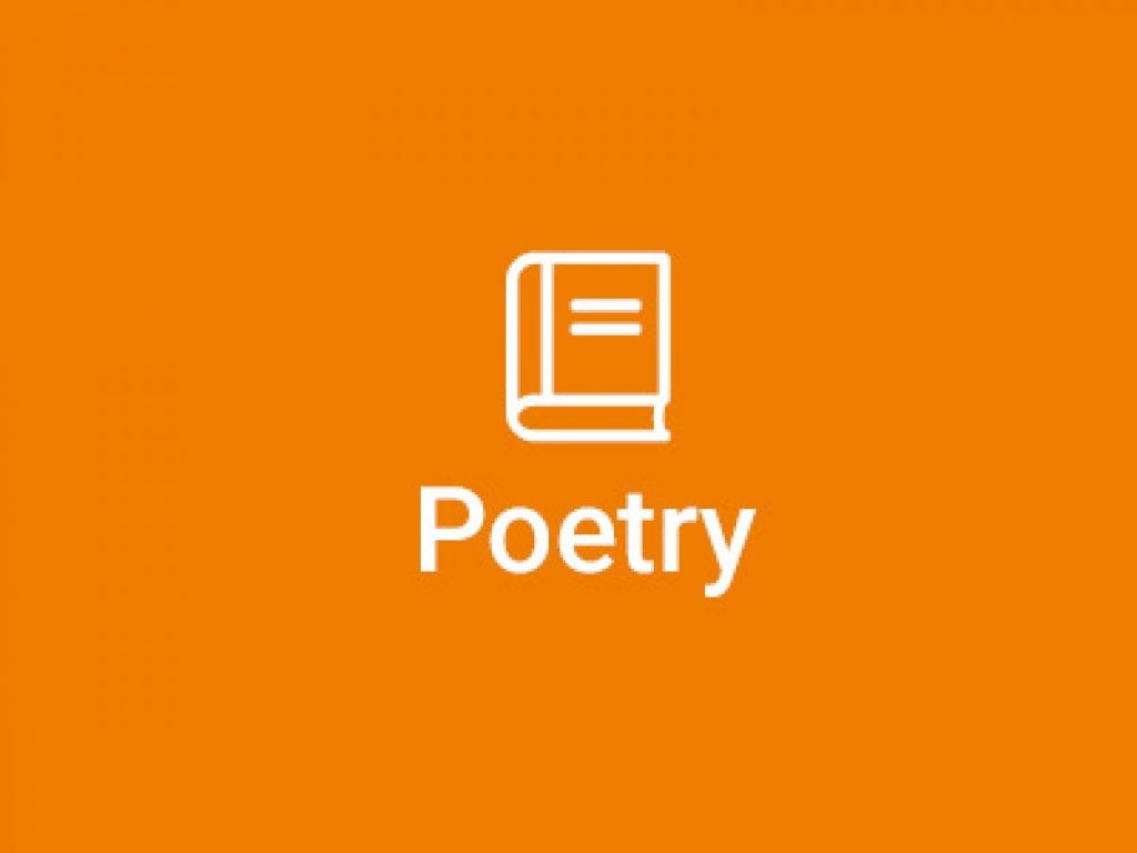 orange icon of book with poetry written under it
