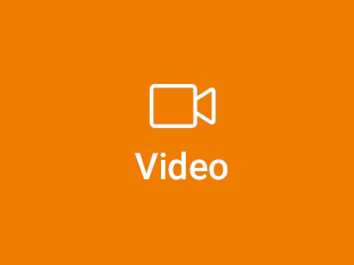orange icon of video camera with video written under it